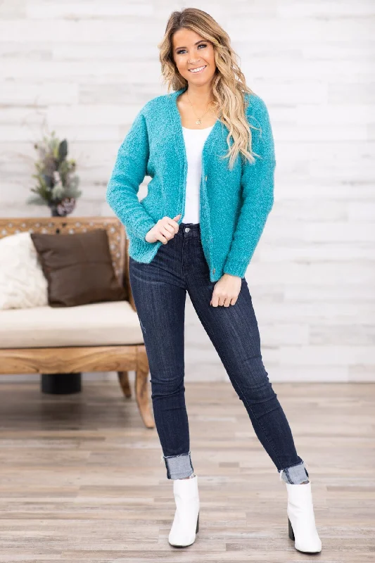 Turquoise Cardigan With Buttons