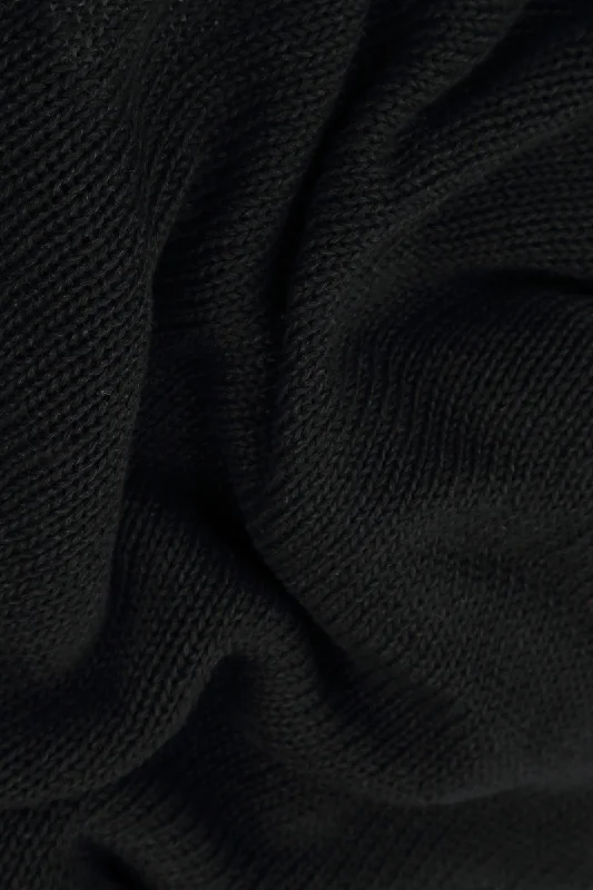 V-Neck Black Linen Jumper