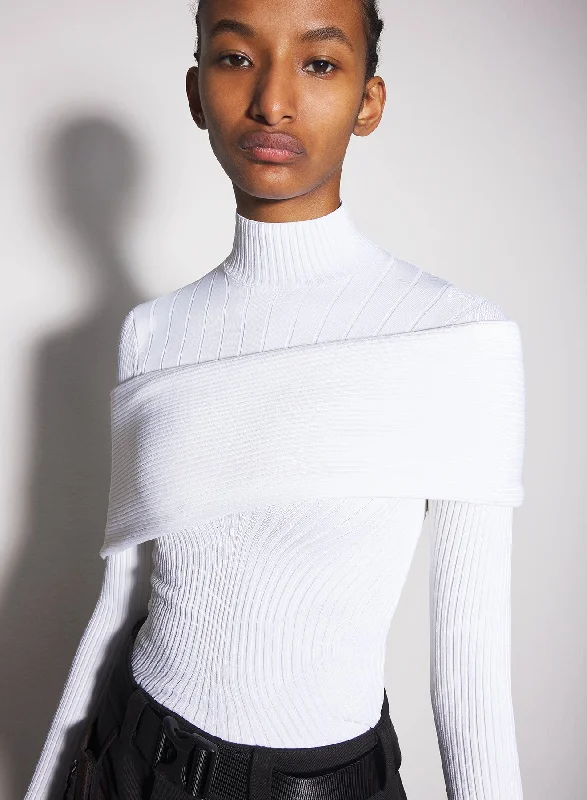 white sculpting knit top