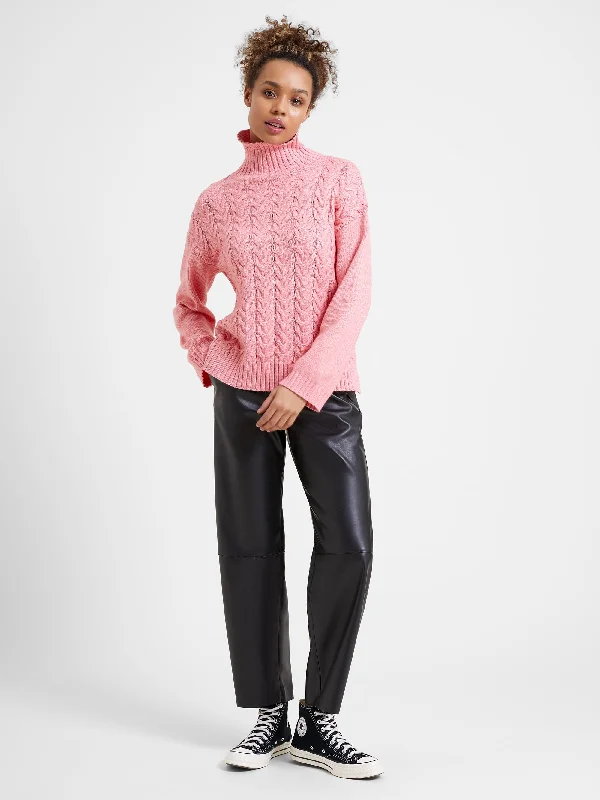 Winter Soft High Neck Cable Knit Jumper