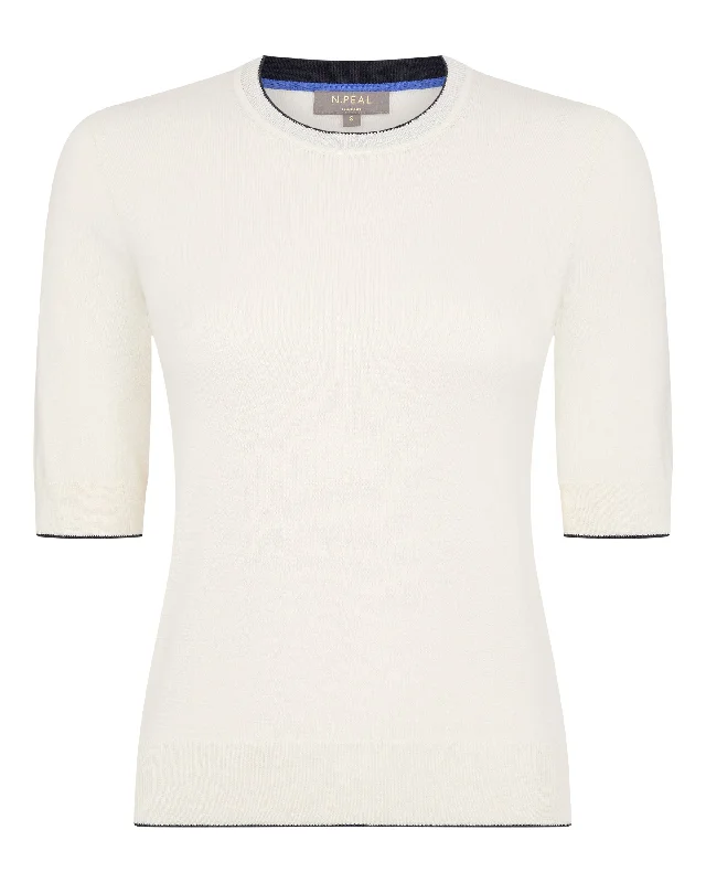 Women's Cotton Cashmere T-Shirt New Ivory White