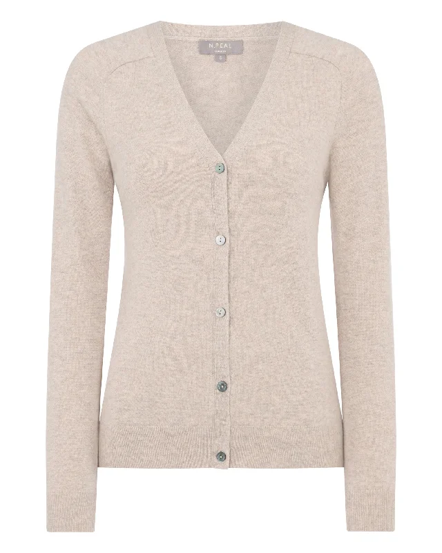 Women's Lara V Neck Cashmere Cardigan Oatmeal Brown