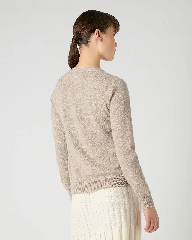 Women's Lara V Neck Cashmere Cardigan Oatmeal Brown